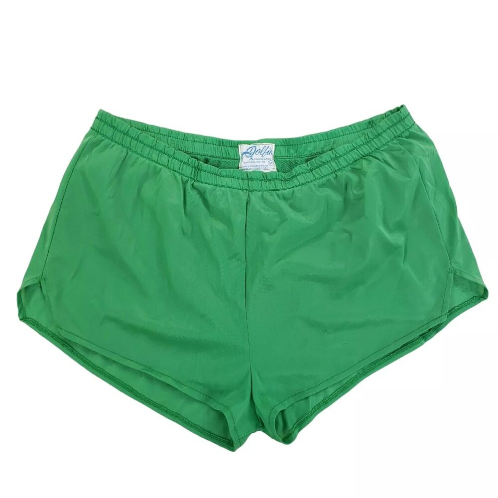 Vintage 50s 60s Dolfin Swim Shorts Nylon Liner Mens Size Medium Green Trunks